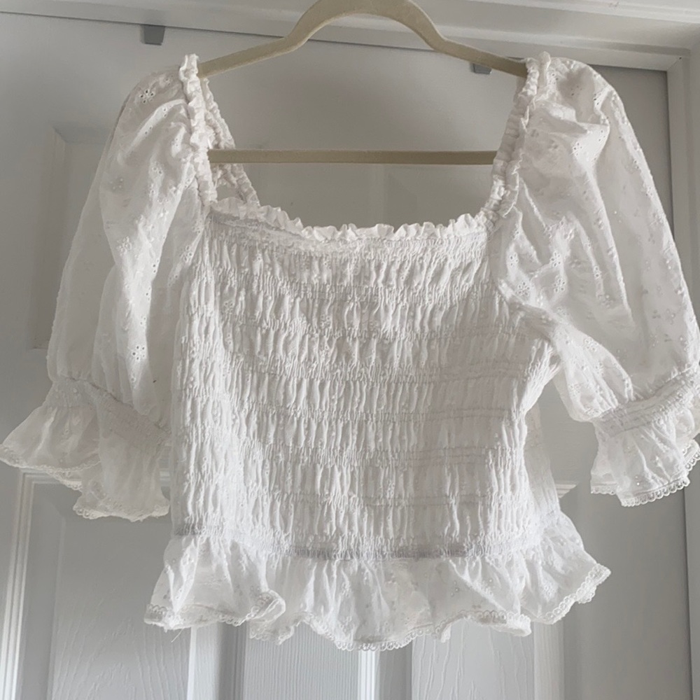Beautiful white smocked crop top